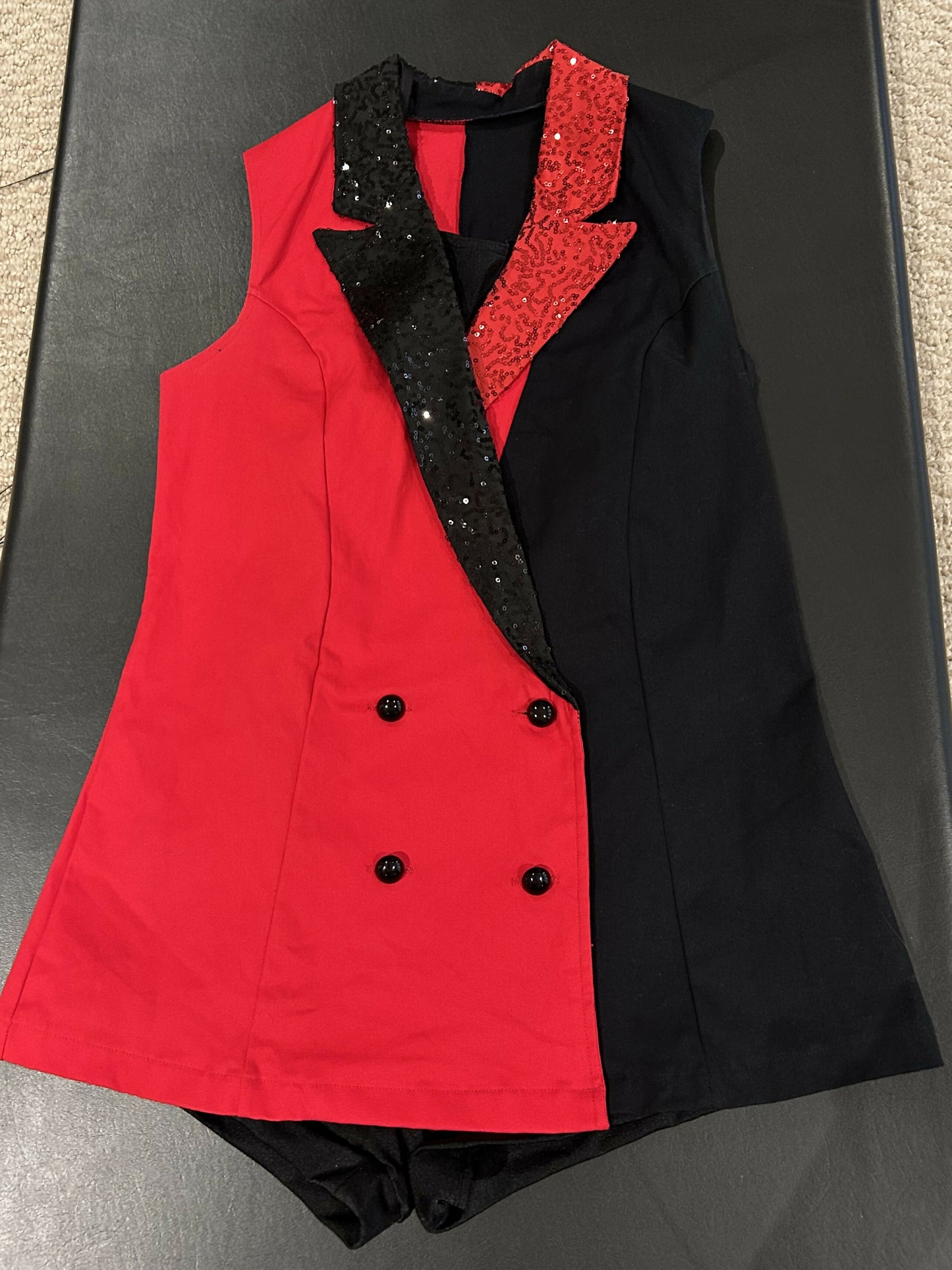 Red and black blazer dress