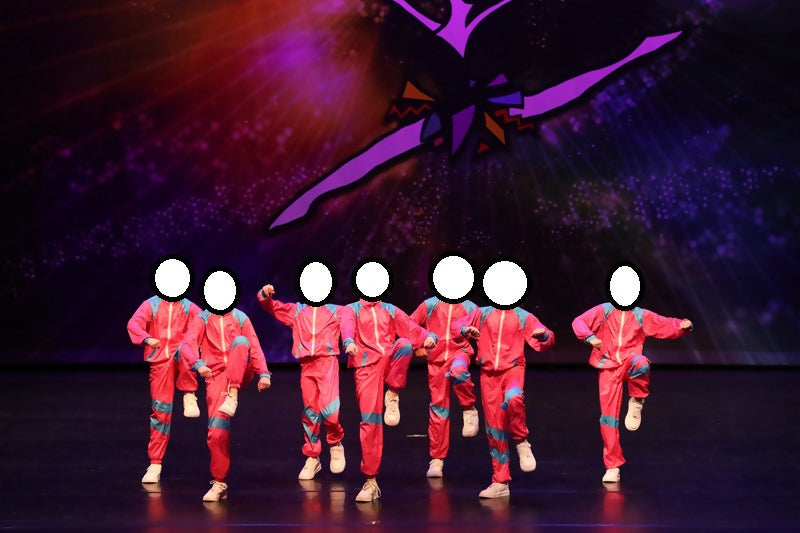 Hot Pink/Blue Hip-Hop Jacket, Pants, and Headband Costume