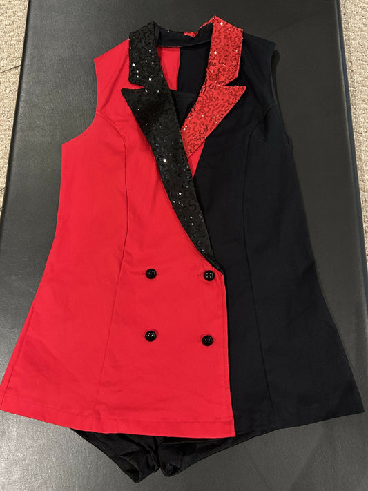 Red and black blazer dress