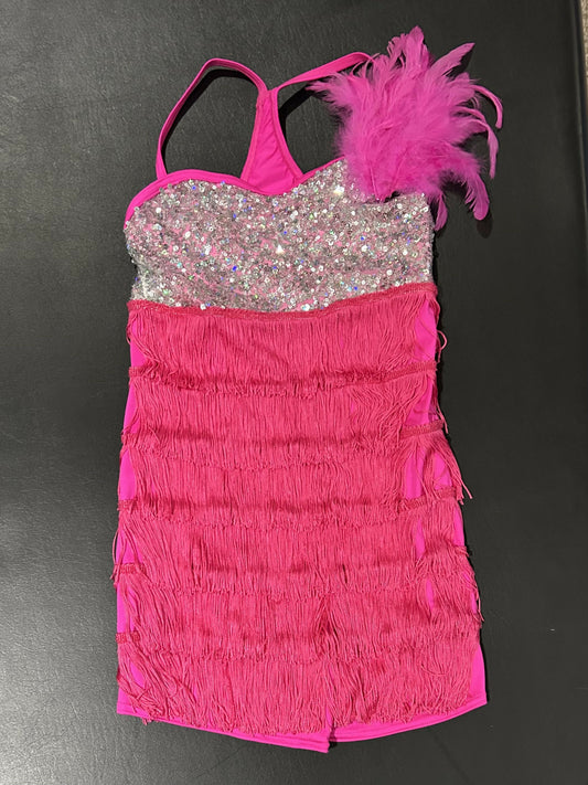 Pink fringe jazz costume