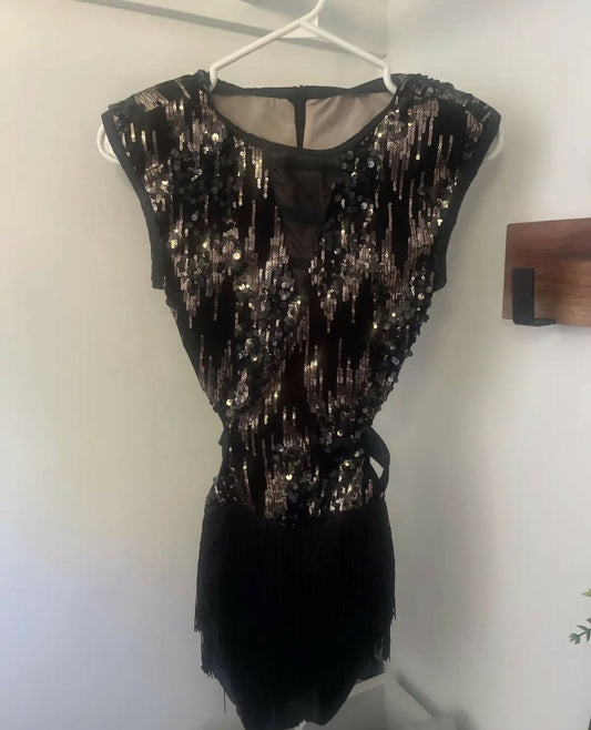 Weissman black and gold sequin costume