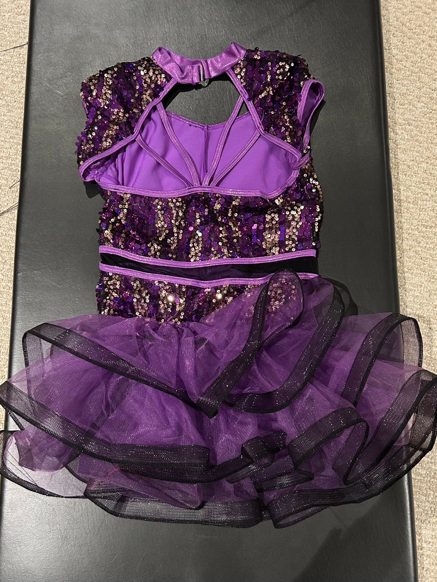 Beautiful purple and black sparkly jazz costume