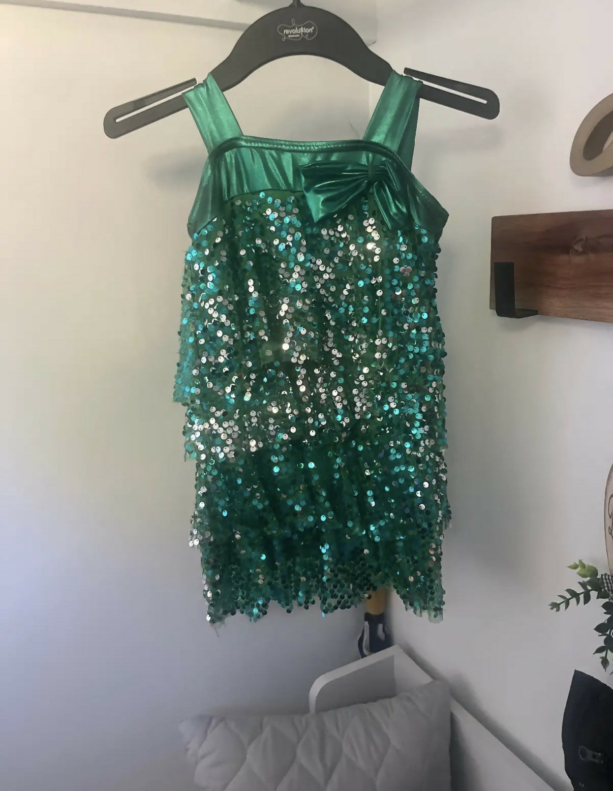 Weissman green sequin dance dress